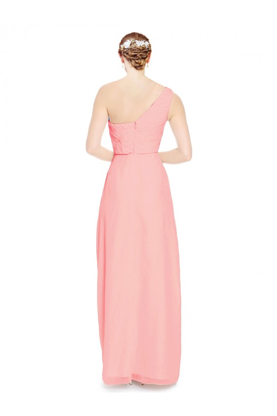 Soft Chiffon A-Line Long Sleeveless Salmon Bridal Party Dress Cairns