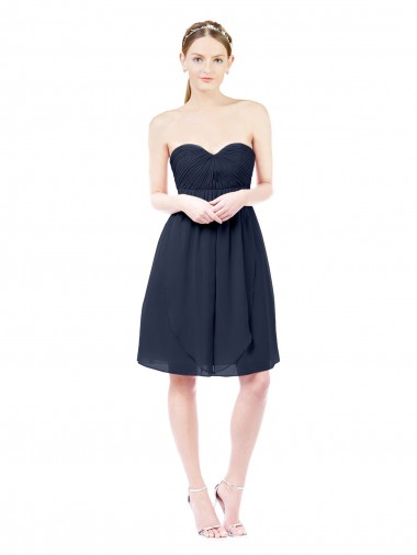 Soft Chiffon A-Line Knee Length Sleeveless Open Back Dark Navy Cocktail Dresses Cairns