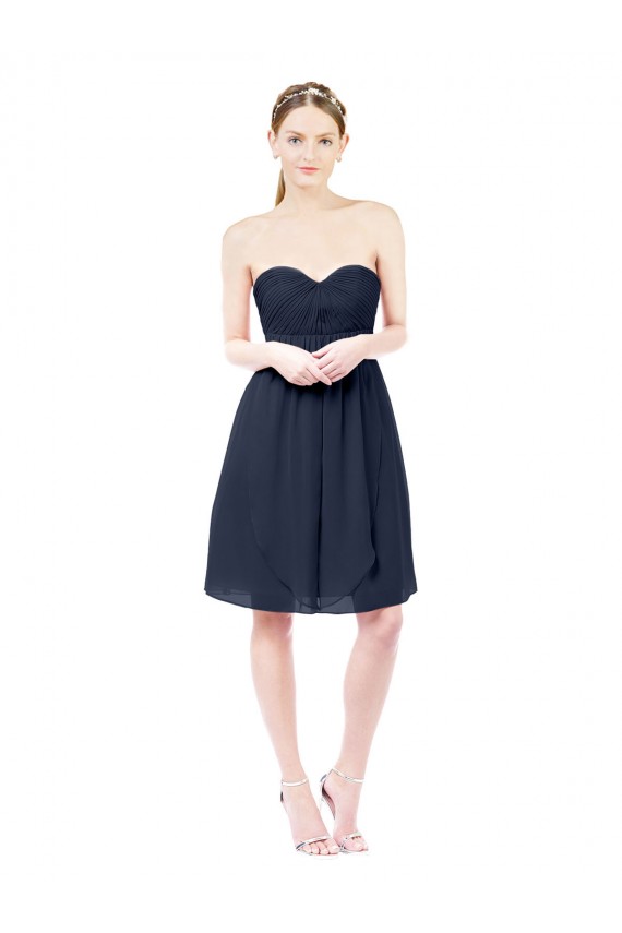 Soft Chiffon A-Line Knee Length Sleeveless Open Back Dark Navy Cocktail Dresses Cairns