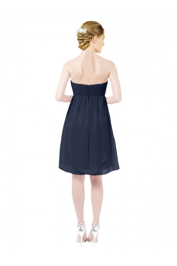 Soft Chiffon A-Line Knee Length Sleeveless Open Back Dark Navy Cocktail Dresses Cairns