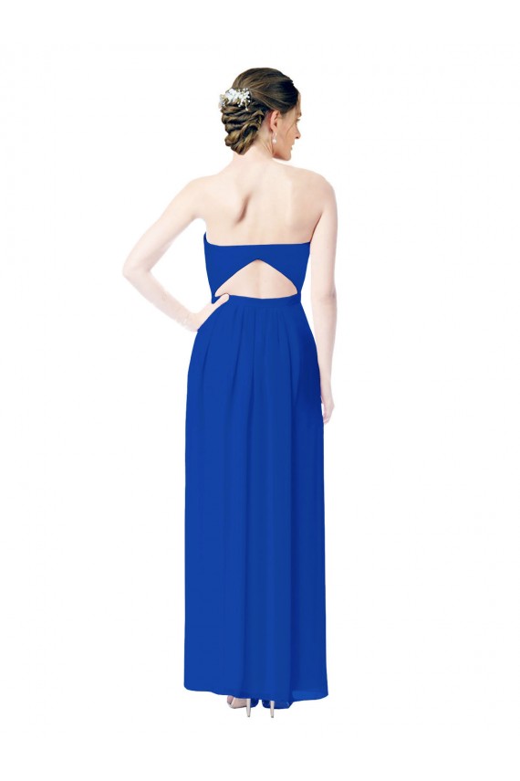 Soft Chiffon Sheath Long Sleeveless Open Back Royal Blue Bridesmaid Dresses Cairns