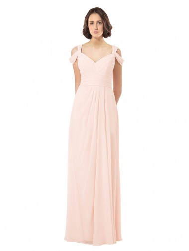 Chiffon A-Line Long Sleeveless Pink Keyhole Back Bridesmaid Dress / Evening Dress Cairns