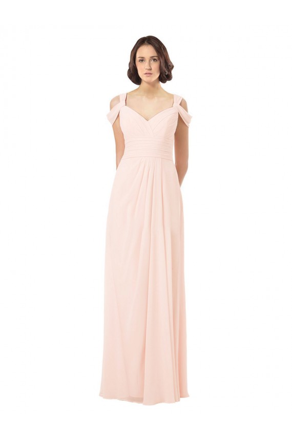 Chiffon A-Line Long Sleeveless Pink Keyhole Back Bridesmaid Dress / Evening Dress Cairns