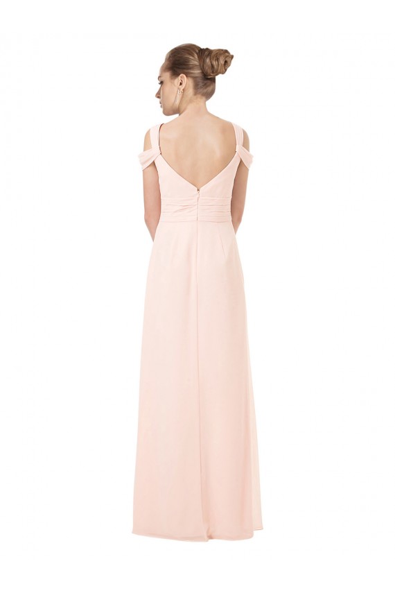 Chiffon A-Line Long Sleeveless Pink Keyhole Back Bridesmaid Dress / Evening Dress Cairns