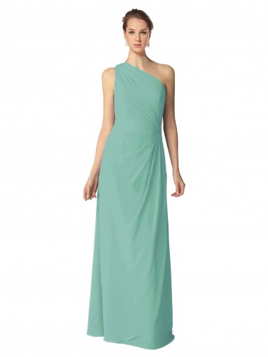 Soft Chiffon A-Line Long Sleeveless Jade Bridesmaid Dress Cairns