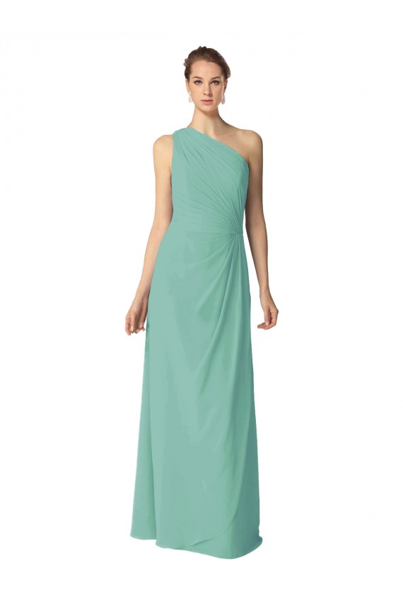 Soft Chiffon A-Line Long Sleeveless Jade Bridesmaid Dress Cairns