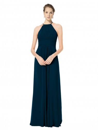 Soft Chiffon A-Line Long Sleeveless Midnight Green Bridesmaid Gowns Cairns