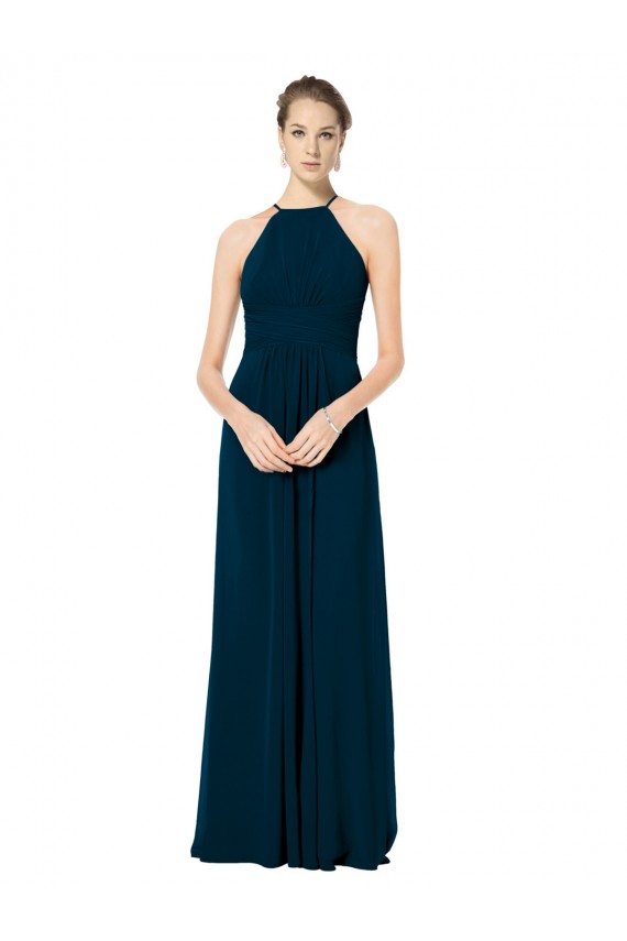 Soft Chiffon A-Line Long Sleeveless Midnight Green Bridesmaid Gowns Cairns