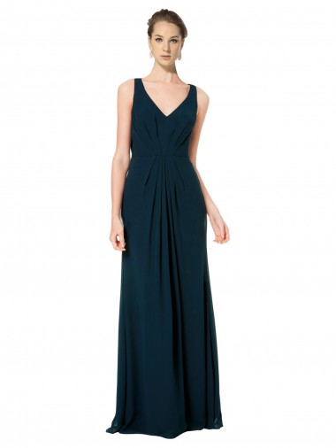 Soft Chiffon A-Line Long Sleeveless Midnight Green Bridesmaid Dress Cairns