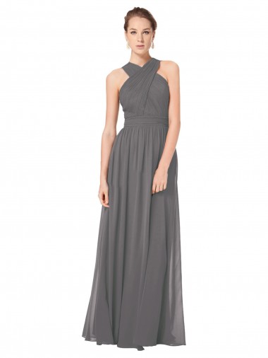 Soft Chiffon A-Line Long Sleeveless Keyhole Back Bridesmaid Dress Cairns
