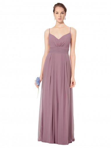 Soft Chiffon A-Line Long Sleeveless Open Back Bridesmaid Gowns Cairns
