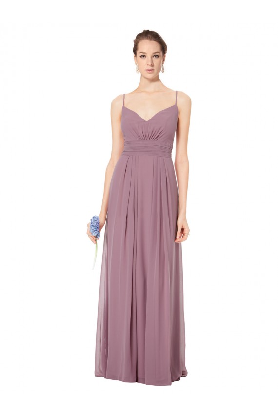 Soft Chiffon A-Line Long Sleeveless Open Back Bridesmaid Gowns Cairns