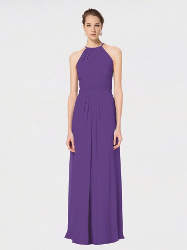 Soft Chiffon Long Sleeveless Criss Cross Back Bridesmaid Dress Cairns