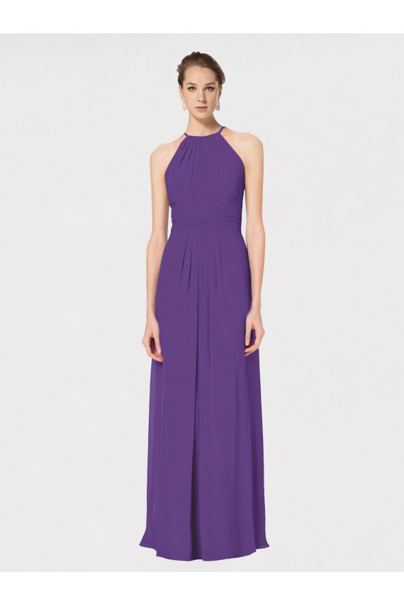 Soft Chiffon Long Sleeveless Criss Cross Back Bridesmaid Dress Cairns