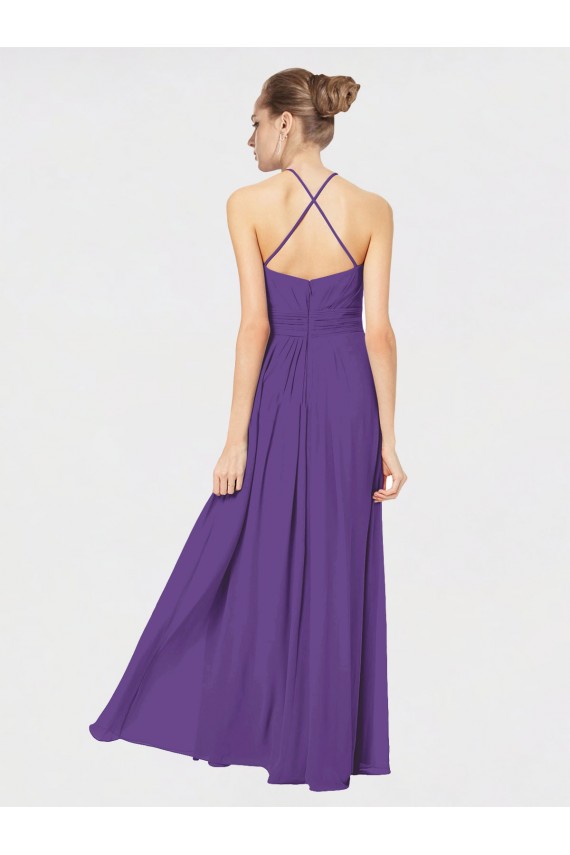 Soft Chiffon Long Sleeveless Criss Cross Back Bridesmaid Dress Cairns