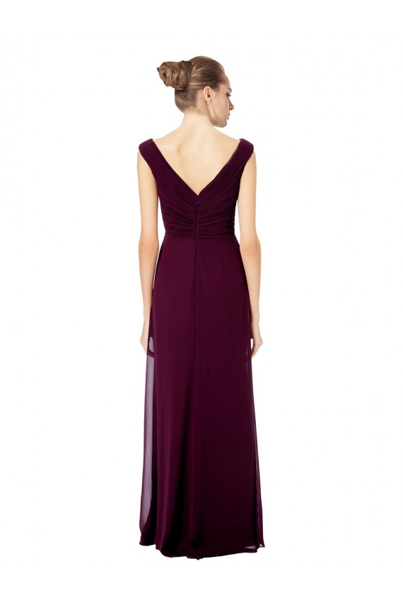 Soft Chiffon A-Line Long Sleeveless Off the Shoulder Open Back Bridesmaid Dresses Cairns