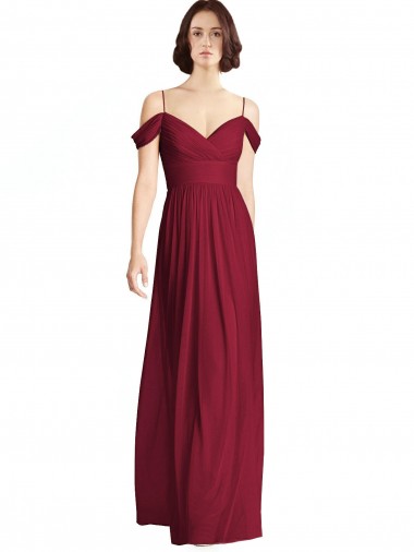 Soft Chiffon A-Line Long Sleeveless Off the Shoulder Bridesmaid Dresses Cairns