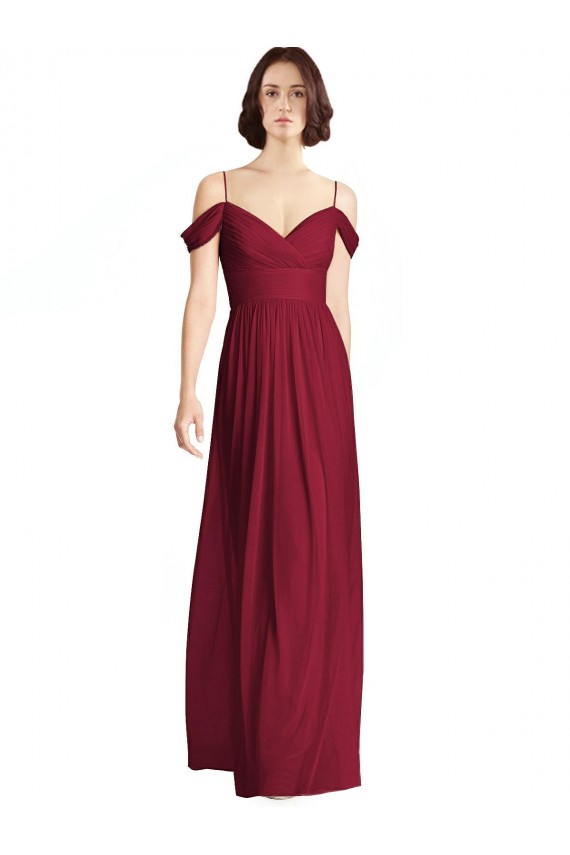 Soft Chiffon A-Line Long Sleeveless Off the Shoulder Bridesmaid Dresses Cairns