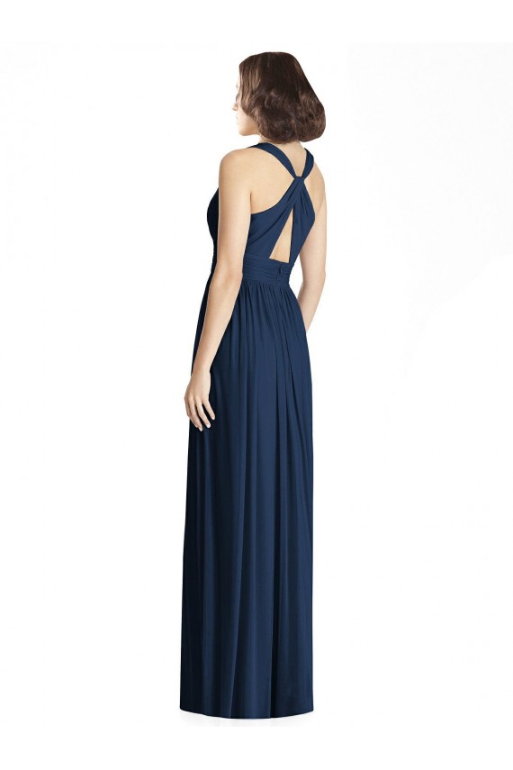 Chiffon A-Line Long Floor Length Sleeveless Dark Navy Bridesmaid Dresses Cairns