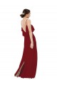 Soft Chiffon Sheath Long Sleeveless V-Back Burgundy Bridesmaid Dresses Cairns