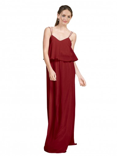 Chiffon A-Line Long Sleeveless Spaghetti Straps Criss Cross Open Back Bridesmaid Dresses Cairns