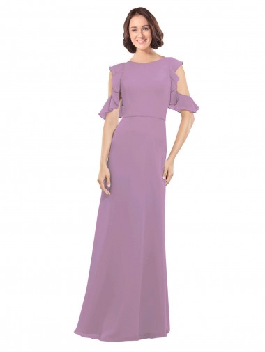 Soft Chiffon A-Line Long Cold Shoulder Criss Cross Back Bridesmaid Dresses Cairns