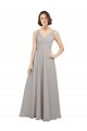 Soft Chiffon A-Line Long Sleeveless Oyster Silver V-Back Bridesmaid Dress Cairns