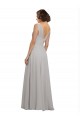 Soft Chiffon A-Line Long Sleeveless Oyster Silver V-Back Bridesmaid Dress Cairns