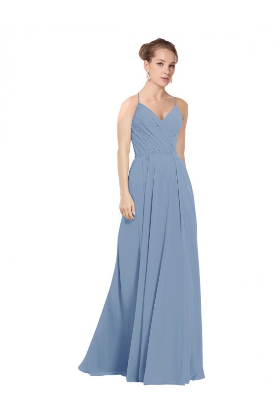 Soft Chiffon A-Line Long Sleeveless V-Back Evening Dress / Bridesmaid Dress Cairns