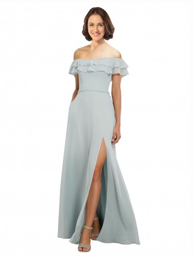 Soft Chiffon A-Line Long Sleeveless Sea Glass Keyhole Back Bridesmaid Dress Cairns