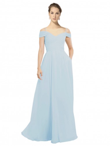 Soft Chiffon A-Line Long Sleeveless Sea Glass Evening Dress / Bridesmaid Dress Cairns