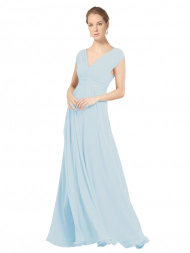 Soft Chiffon A-Line Long Sleeveless Sea Glass Bridesmaid Dress Cairns