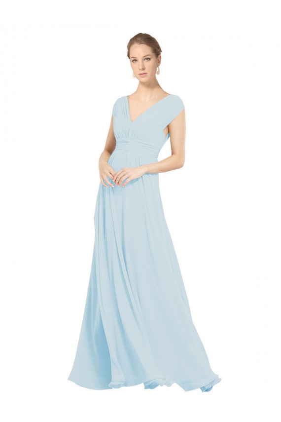 Soft Chiffon A-Line Long Sleeveless Sea Glass Bridesmaid Dress Cairns
