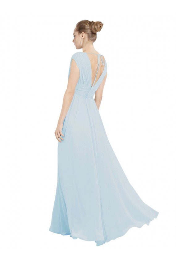 Soft Chiffon A-Line Long Sleeveless Sea Glass Bridesmaid Dress Cairns