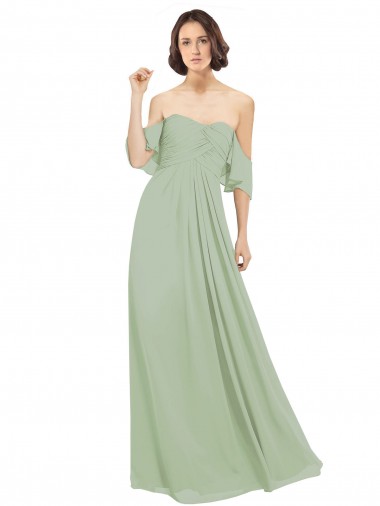 Soft Chiffon A-Line Long Cold Shoulder Bridesmaid Dress Cairns