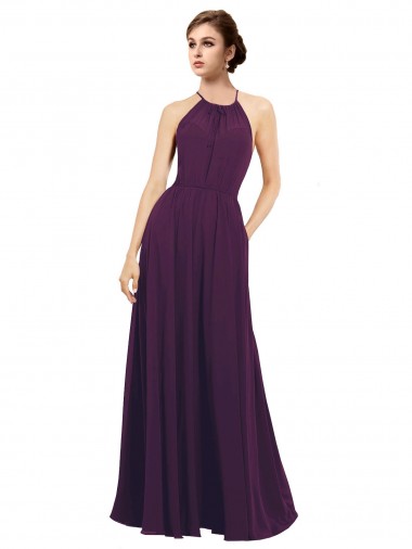 Chiffon A-Line Sleeveless Grape Bridesmaid Dress / Evening Dress Cairns