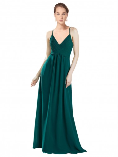 Chiffon A-Line Long Sleeveless V-Neck Keyhole Back Bridesmaid Dresses Cairns