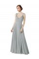Chiffon A-Line Long Sleeveless Silver Bridesmaid Gowns / Evening Gowns Cairns