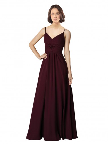 Soft Chiffon A-Line Sleeveless Burgundy Gold Bridesmaid Gown Cairns