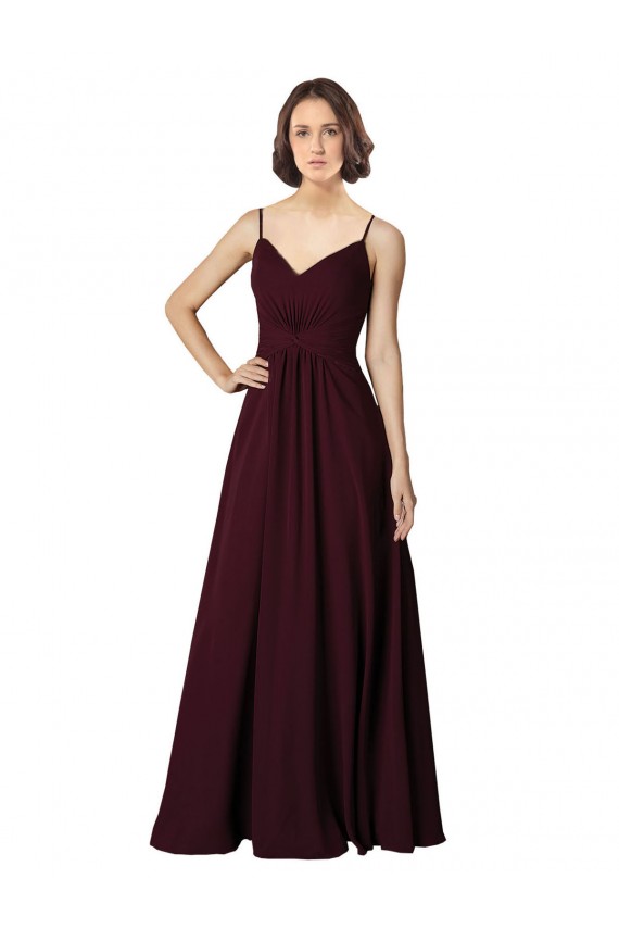Soft Chiffon A-Line Sleeveless Burgundy Gold Bridesmaid Gown Cairns