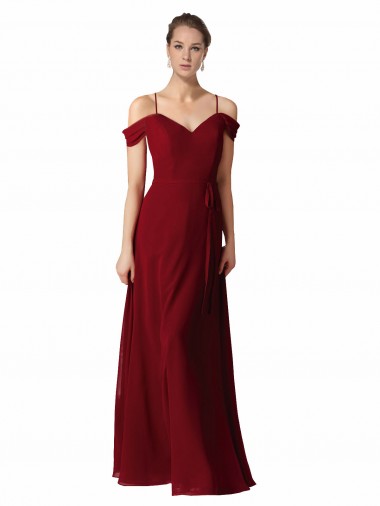 Chiffon A-Line Long Sleeveless Burgundy Bridesmaid Dress / Evening Dress Cairns