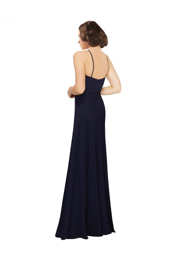 Soft Chiffon Sheath Sheath Sleeveless Dark Navy Bridal Party Dress Cairns