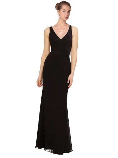 Soft Chiffon Sheath Long Sleeveless Bridesmaid Gown Cairns