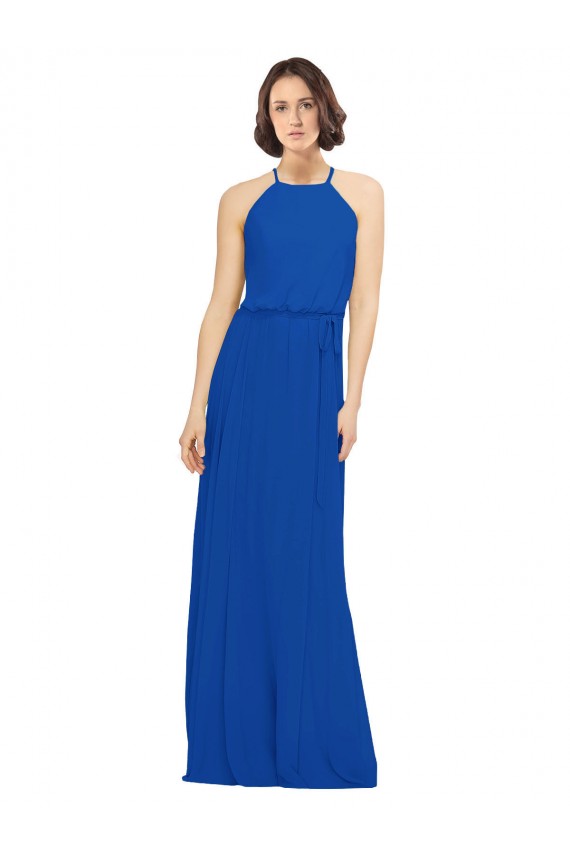 Soft Chiffon A-Line Long Sleeveless Royal Blue Bridal Party Dress Cairns