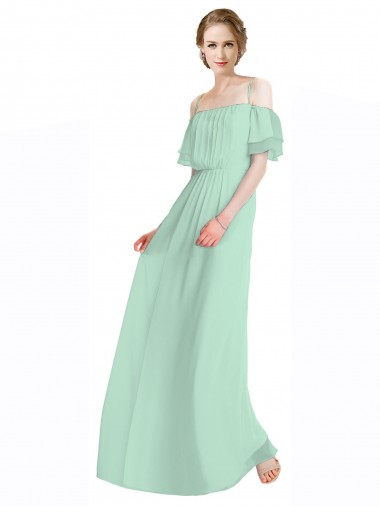 Soft Chiffon A-Line Long Sleeveless Mint Green Bridesmaid Gowns Cairns