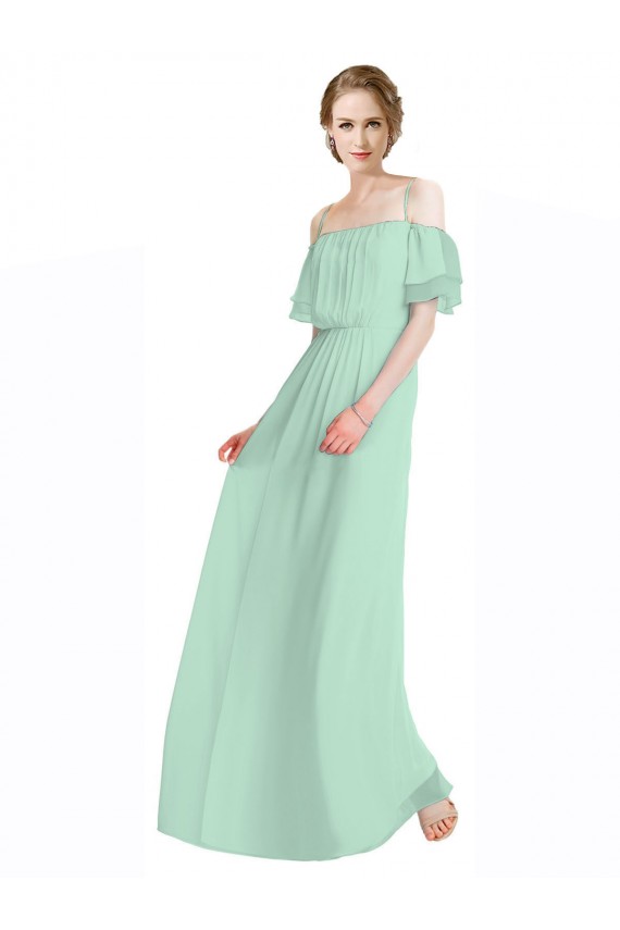 Soft Chiffon A-Line Long Sleeveless Mint Green Bridesmaid Gowns Cairns