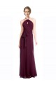 Soft Chiffon A-Line Long Sleeveless Low Back Burgundy Bridesmaid Dresses Cairns
