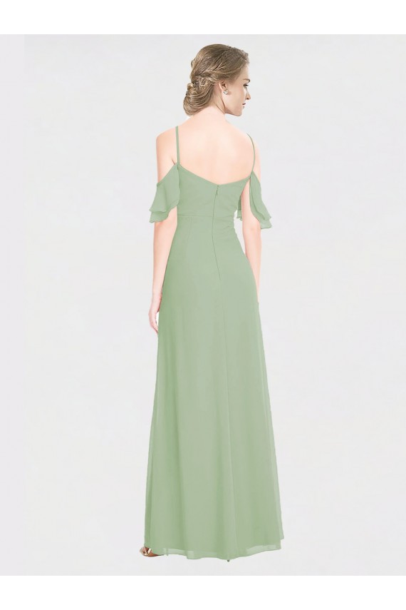 Soft Chiffon A-Line Long Sleeveless Low Back Formal Dress / Bridesmaid Dress Cairns