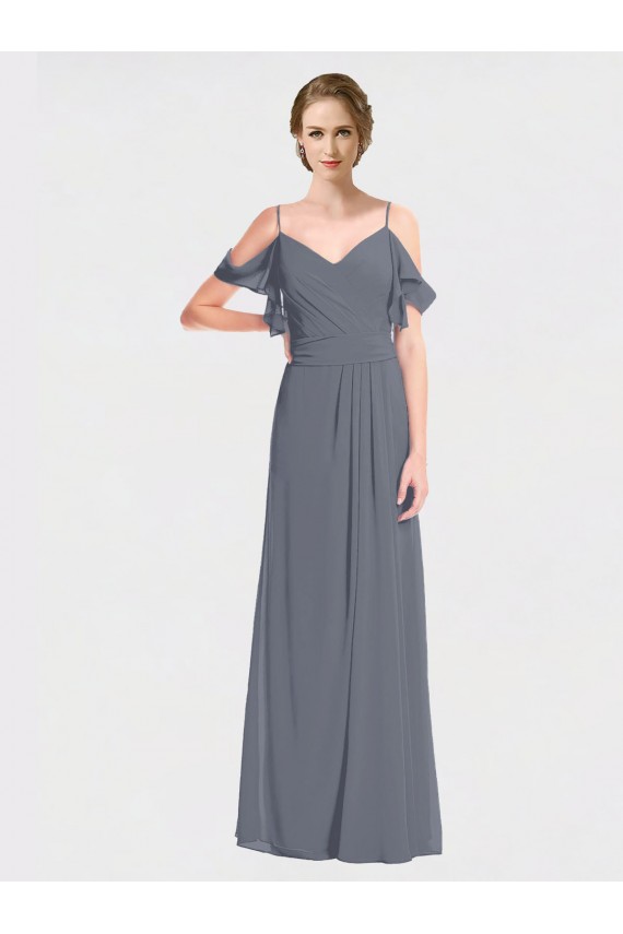 Soft Chiffon A-Line Long Flutter Sleeves V-Back Bridesmaid Dress Cairns