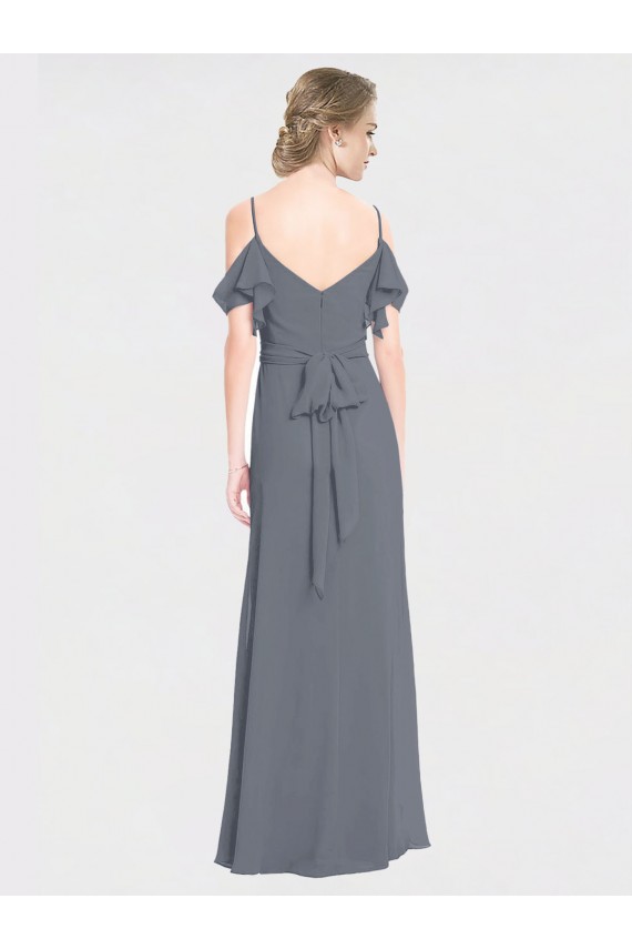 Soft Chiffon A-Line Long Flutter Sleeves V-Back Bridesmaid Dress Cairns